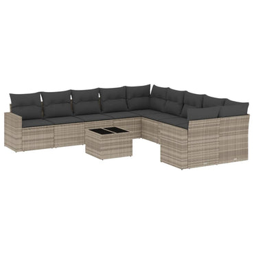 vidaXL Salon de jardin 11 pcs avec coussins Gris clair Résine tressée
