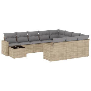 vidaXL Ensemble de canapés de jardin 11 pcs avec coussins en rotin synthétique beige