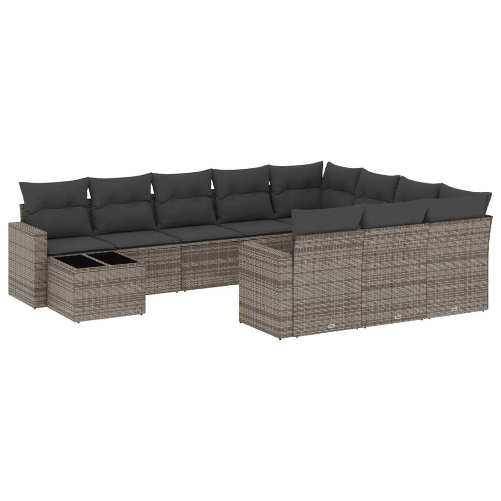 vidaXL Ensemble de canapés de jardin 11 pcs avec coussins en résine tressée gris