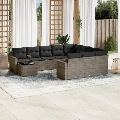 vidaXL Ensemble de canapés de jardin 11 pcs avec coussins en résine tressée gris