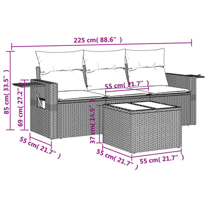 vidaXL Ensemble de canapés de jardin 4 pcs avec coussins en résine tressée beige