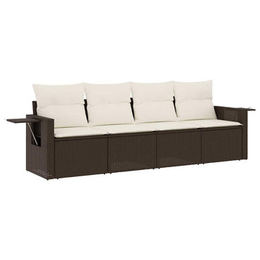 vidaXL Salon de jardin 4 pcs avec coussins résine tressée marron