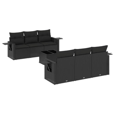 vidaXL Salon de jardin 7 pcs avec coussins Noir Résine tressée