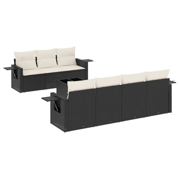 vidaXL Ensemble de canapés de jardin 8 pièces avec coussins résine tressée noir