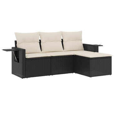 vidaXL Ensemble de canapés de jardin 4 pièces avec coussins résine tressée noir