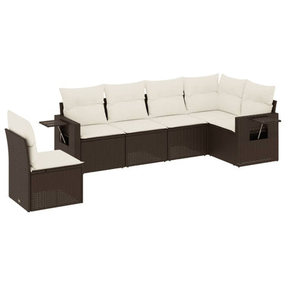 vidaXL Salon de jardin 6 pcs avec coussins Marron Résine tressée