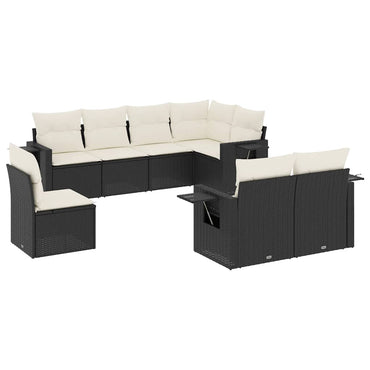 vidaXL Ensemble de canapés de jardin 8 pièces avec coussins résine tressée noir