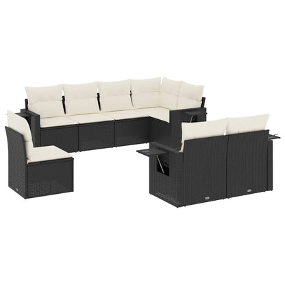 vidaXL Ensemble de canapés de jardin 8 pièces avec coussins résine tressée noir