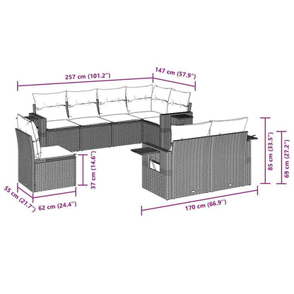 vidaXL Ensemble de canapés de jardin 8 pièces avec coussins résine tressée noir