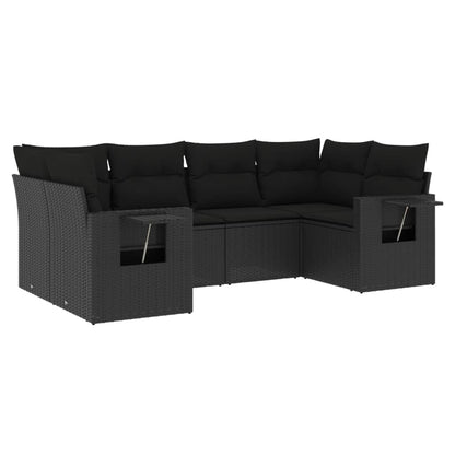 vidaXL Salon de jardin 6 pcs avec coussins Noir Résine tressée