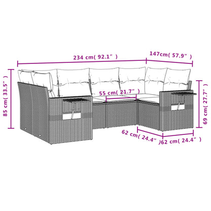 vidaXL Salon de jardin 6 pcs avec coussins Noir Résine tressée