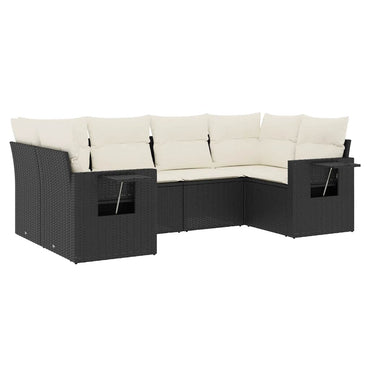vidaXL Salon de jardin 6 pcs avec coussins Noir Résine tressée