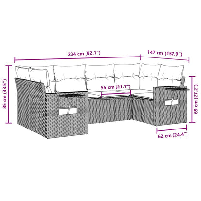 vidaXL Salon de jardin 6 pcs avec coussins Noir Résine tressée