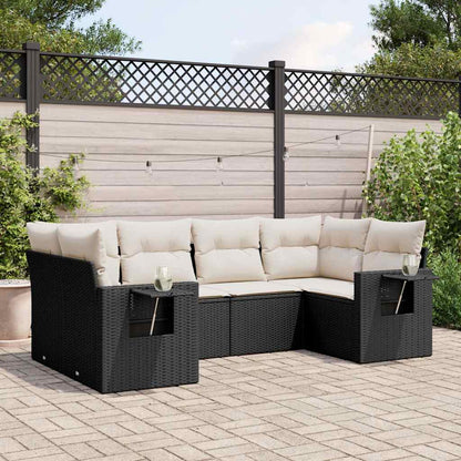 vidaXL Salon de jardin 6 pcs avec coussins Noir Résine tressée