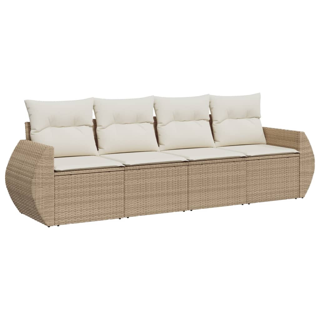 vidaXL Ensemble de canapés de jardin 4 pcs avec coussins en résine tressée beige