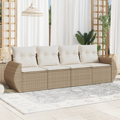 vidaXL Ensemble de canapés de jardin 4 pcs avec coussins en résine tressée beige
