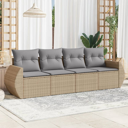vidaXL Ensemble de canapés de jardin 4 pcs avec coussins en résine tressée beige