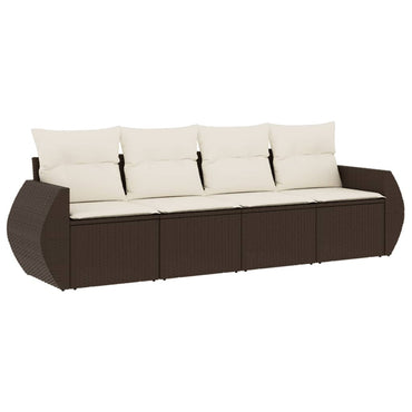 vidaXL 4-tlg. Garten-Sofagarnitur mit Kissen Braun Poly Rattan