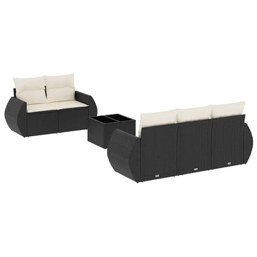 vidaXL Salon de jardin 6 pcs avec coussins Noir Résine tressée