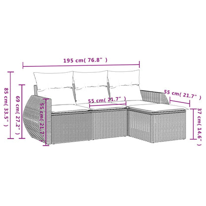 vidaXL 4-tlg. Garten-Sofagarnitur mit Kissen Beige Poly Rattan