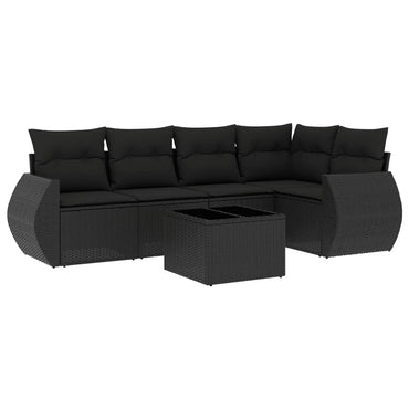 vidaXL Salon de jardin 6 pcs avec coussins Noir Résine tressée