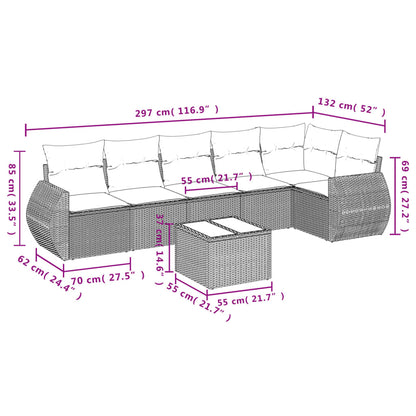 vidaXL 7-tlg. Garten-Sofagarnitur mit Kissen Beige Poly Rattan