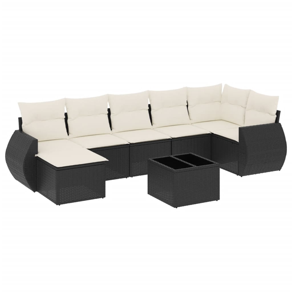 vidaXL Ensemble de canapés de jardin 8 pièces avec coussins résine tressée noir