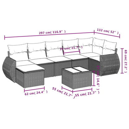 vidaXL Ensemble de canapés de jardin 8 pièces avec coussins résine tressée noir