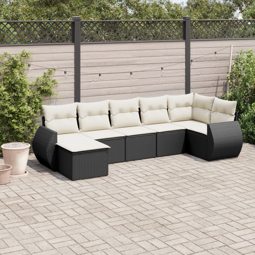 vidaXL Ensemble de canapés de jardin 8 pièces avec coussins résine tressée noir