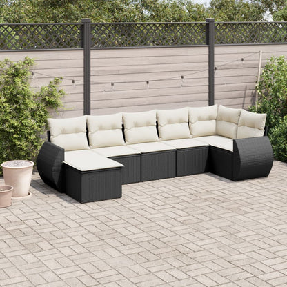 vidaXL Ensemble de canapés de jardin 8 pièces avec coussins résine tressée noir