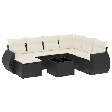 vidaXL Ensemble de canapés de jardin 8 pièces avec coussins résine tressée noir