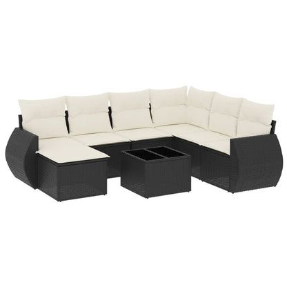 vidaXL Ensemble de canapés de jardin 8 pièces avec coussins résine tressée noir