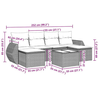 vidaXL Salon de jardin 7 pcs avec coussins Noir Résine tressée