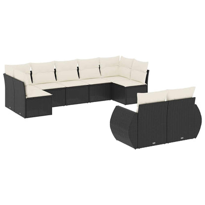 vidaXL Salon de jardin 9 pcs avec coussins Noir Résine tressée