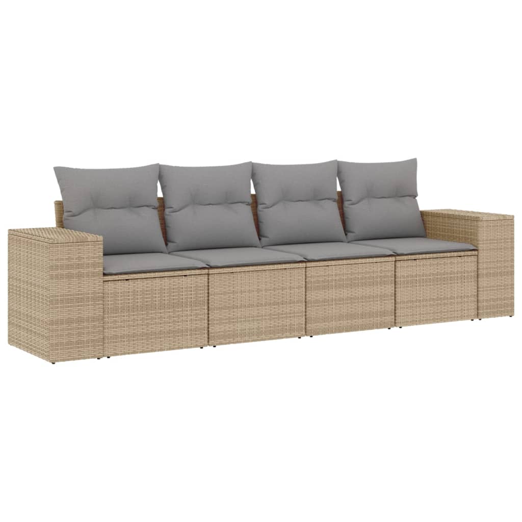 vidaXL Ensemble de canapés de jardin 4 pcs avec coussins en résine tressée beige