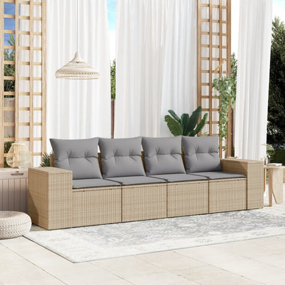 vidaXL Ensemble de canapés de jardin 4 pcs avec coussins en résine tressée beige