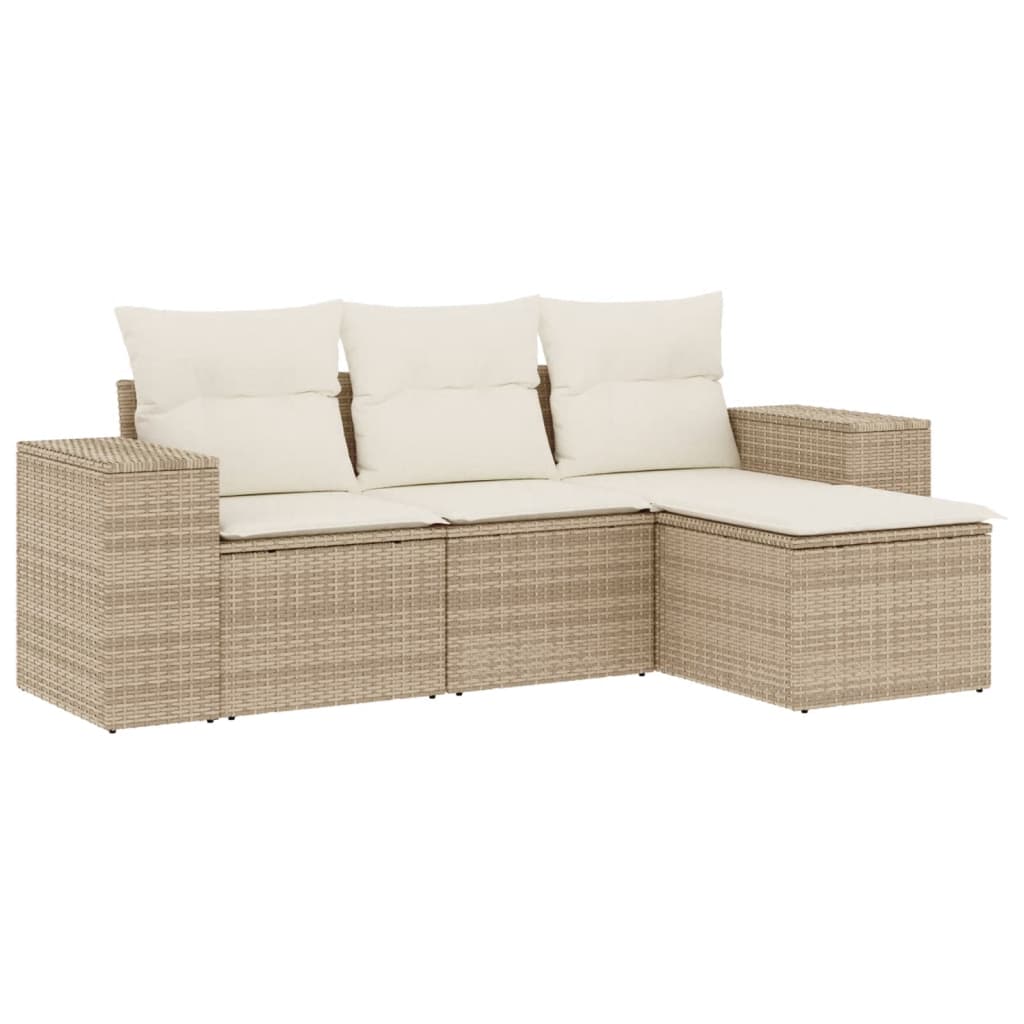 vidaXL Ensemble de canapés de jardin 4 pcs avec coussins en résine tressée beige