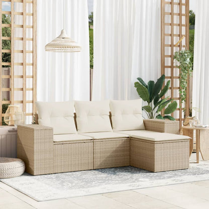 vidaXL Ensemble de canapés de jardin 4 pcs avec coussins en résine tressée beige