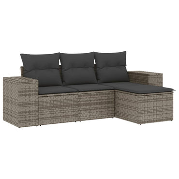 vidaXL Salon de jardin 4 pcs avec coussins Gris Résine tressée