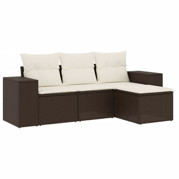 vidaXL 4-tlg. Garten-Sofagarnitur mit Kissen Braun Poly Rattan