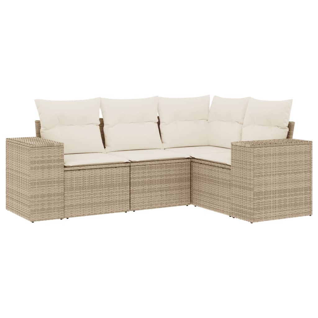 vidaXL Ensemble de canapés de jardin 4 pcs avec coussins en résine tressée beige