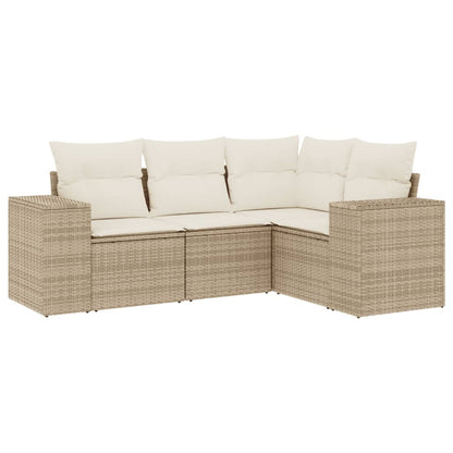 vidaXL Ensemble de canapés de jardin 4 pcs avec coussins en résine tressée beige
