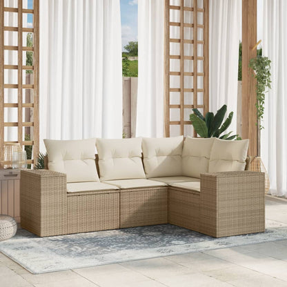 vidaXL Ensemble de canapés de jardin 4 pcs avec coussins en résine tressée beige