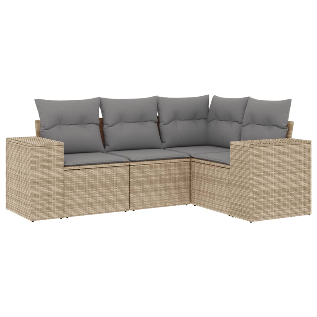 vidaXL Ensemble de canapés de jardin 4 pcs avec coussins en résine tressée beige