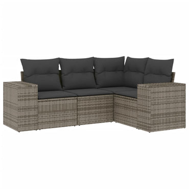 vidaXL Salon de jardin 4 pcs avec coussins Gris Résine tressée