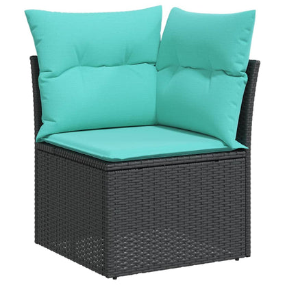 vidaXL 4-tlg. Garten-Sofagarnitur mit Kissen Schwarz Poly Rattan