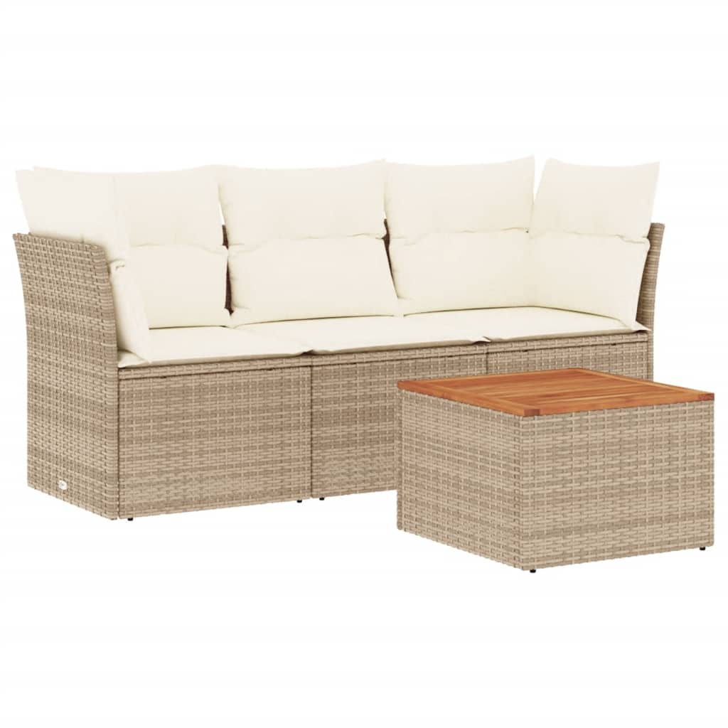 vidaXL Ensemble de canapés de jardin 4 pcs avec coussins en résine tressée beige