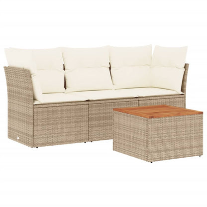 vidaXL Ensemble de canapés de jardin 4 pcs avec coussins en résine tressée beige