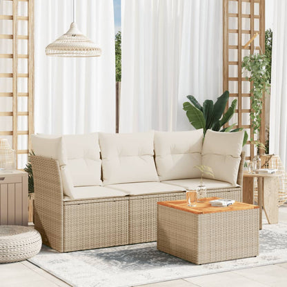 vidaXL Ensemble de canapés de jardin 4 pcs avec coussins en résine tressée beige
