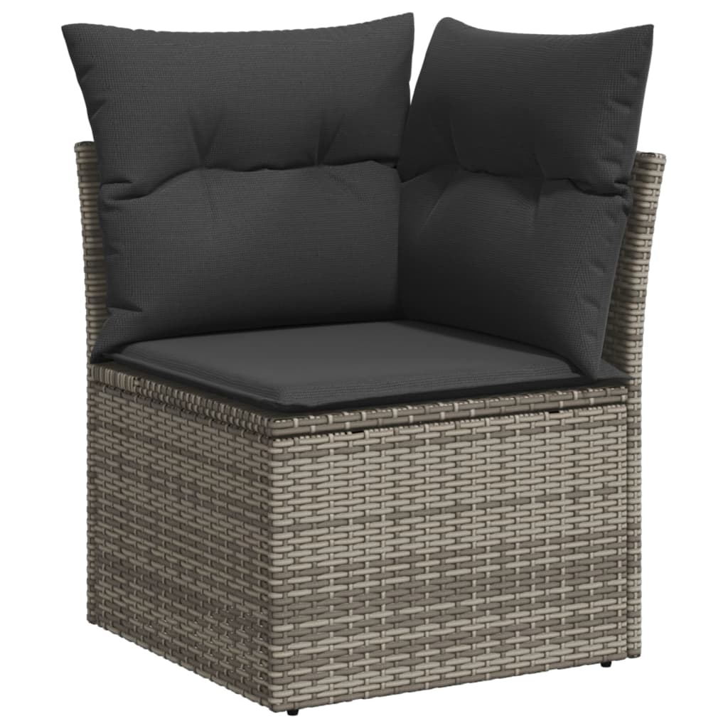 vidaXL 4-tlg. Garten-Sofagarnitur mit Kissen Grau Poly Rattan